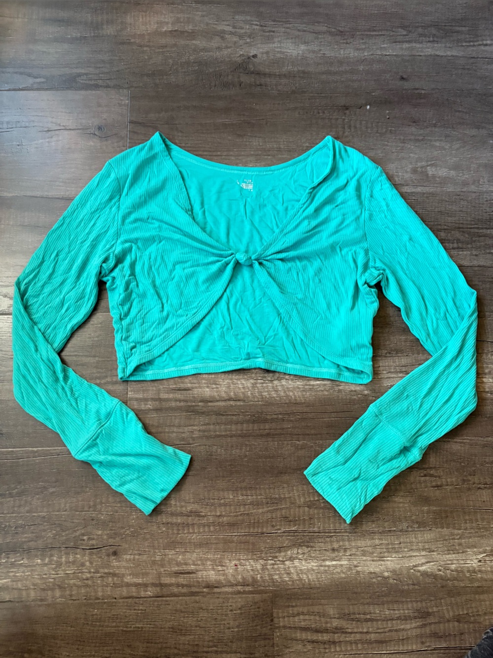 Aerie OFFLINE Ribbed Twist Front Shrug Crop Top Seafoam Mint Green